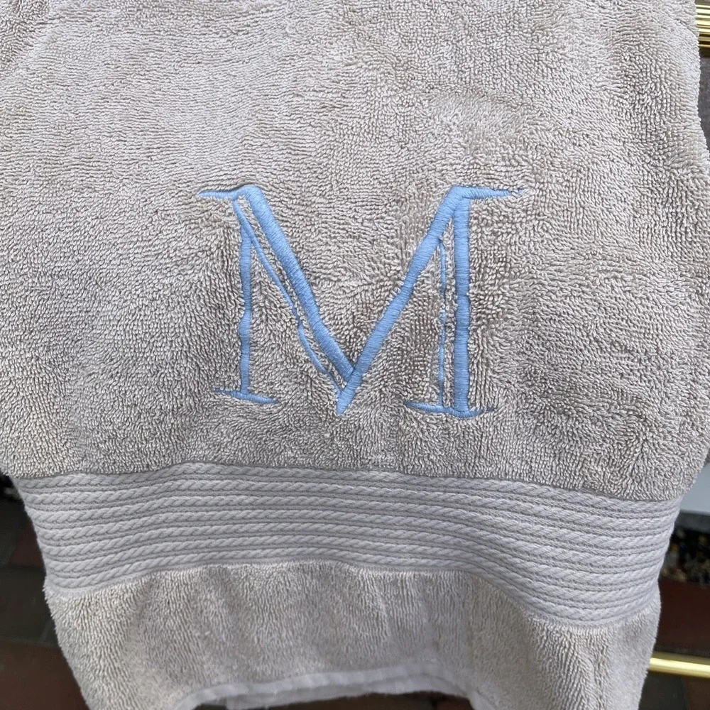 Ralph Lauren Beige Towels Set 5 Pc Bath, Hand Towel, Wash Cloth, Used M Monogram